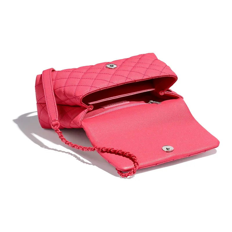 CHANEL Coco Handle Grain Calfskin And Metal Paint Handbag Trumpets Women's Pink-2