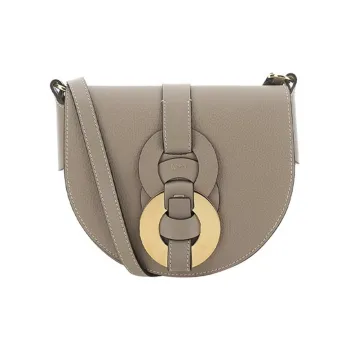 Chloe Smooth Calf Leather Saddle Bag Shoulder Bag Crossbody Bag Small Size Women's Light Gray