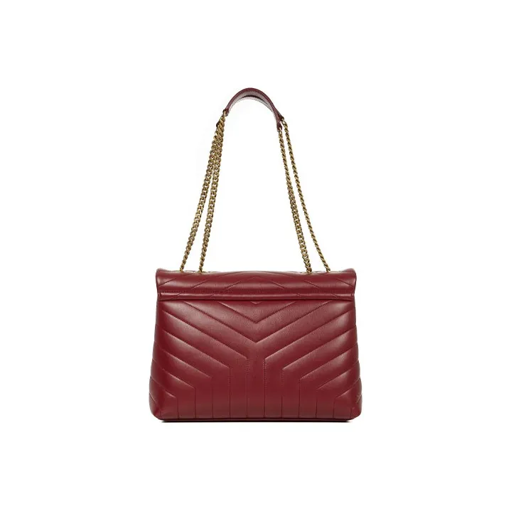 SAINT LAURENT Leather Crossbody Bag Shoulder Bag Medium Size Women's Red-1