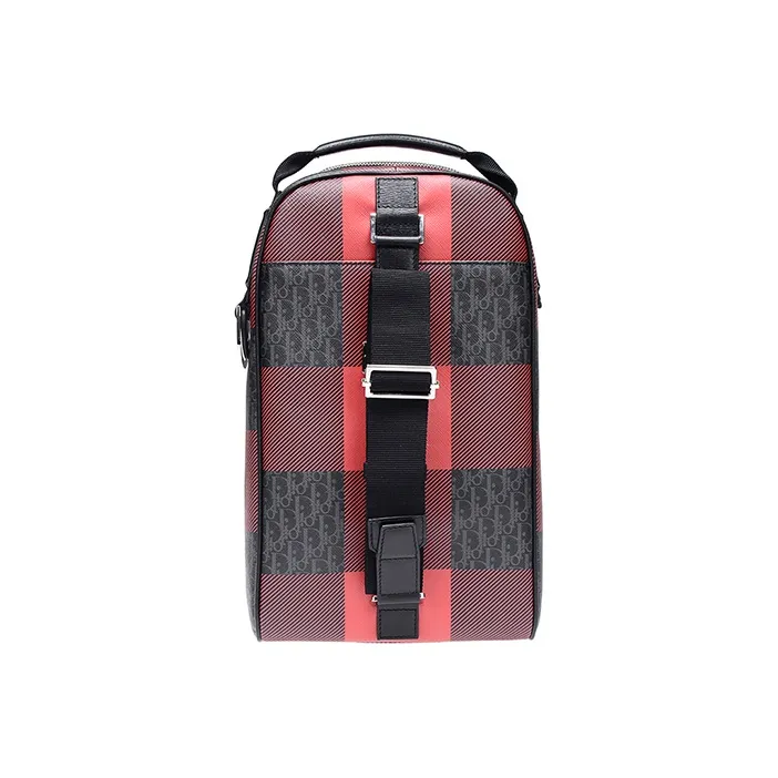 DIOR Canvas Bag, Portable Crossbody Bag, Shoulder Bag Tubas Men's Black & Red-3