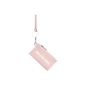Balenciaga Cash Grained Calfskin Card Clip Card Holder Women's Pink