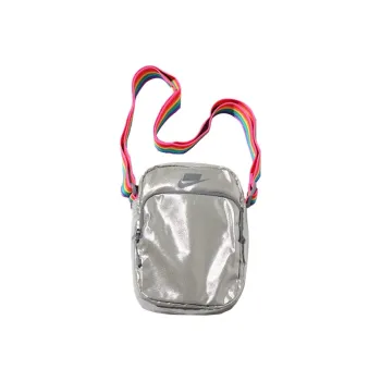 Nike Polyester Shoulder Bag, Crossbody Bag Regular Unisex Silver Gray