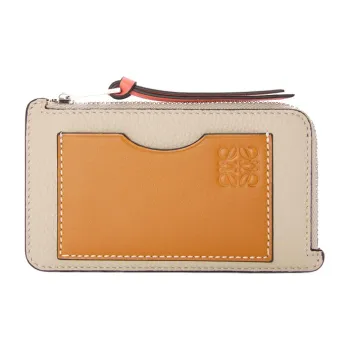 LOEWE Cow Leather Coin Card Holder Women's Light Oat/Honey Brown