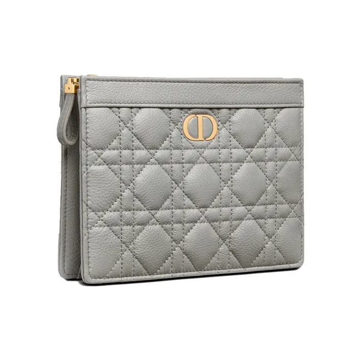 DIOR Caro Soft Cow Leather Clutch, Shoulder Bag, Crossbody Bag Women's Gray-3