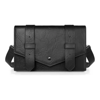 INJOYLIFE Cow Leather Satchel Bag Commute Shoulder Bag Regular Men's Black