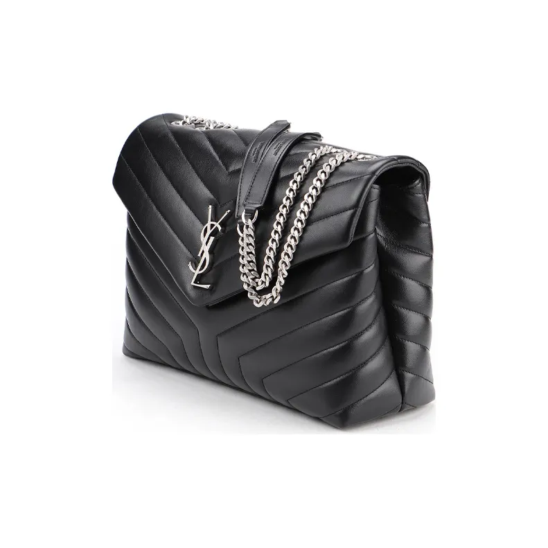SAINT LAURENT LOULOU Calfskin Crossbody Bag, Shoulder Bag Women's Black-2