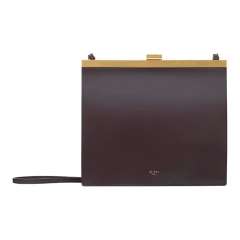 CELINE Clasp Natural Calfskin Shoulder Bag, Crossbody Bag Mini Women's Velour Purple