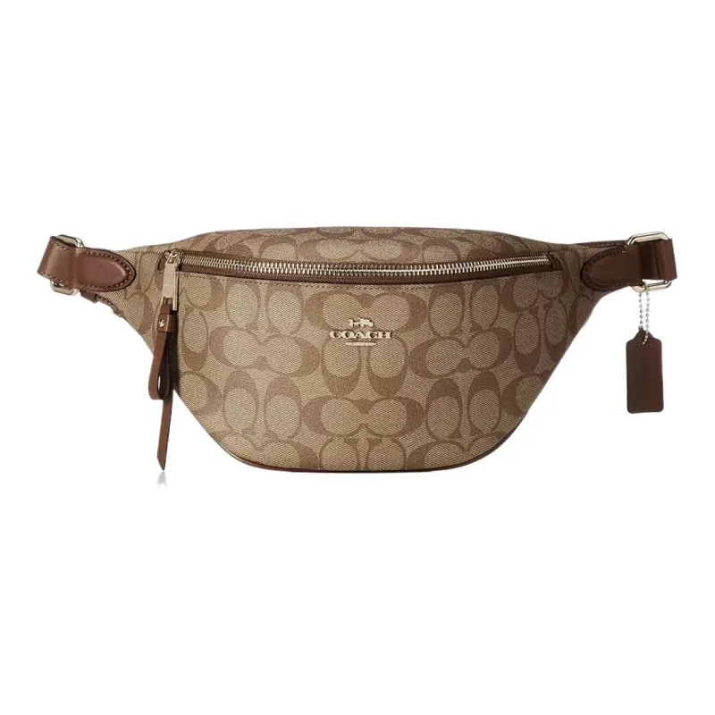 COACH Coated Canvas With Leather Sling Bag, Shoulder Bag, Crossbody Bag, Fanny Pack Tubas Unisex Brown-0