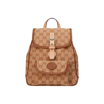 GUCCI Canvas With Leather Backpack For Kids' Camel/Brown/Beige