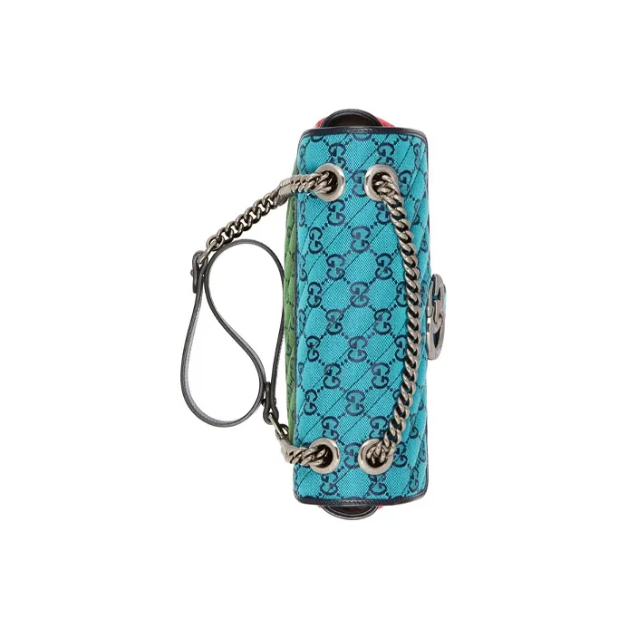 GUCCI GG Marmont Leather Patchwork With Canvas Chain Crossbody Bag Shoulder Bag Women's Multicolor-4