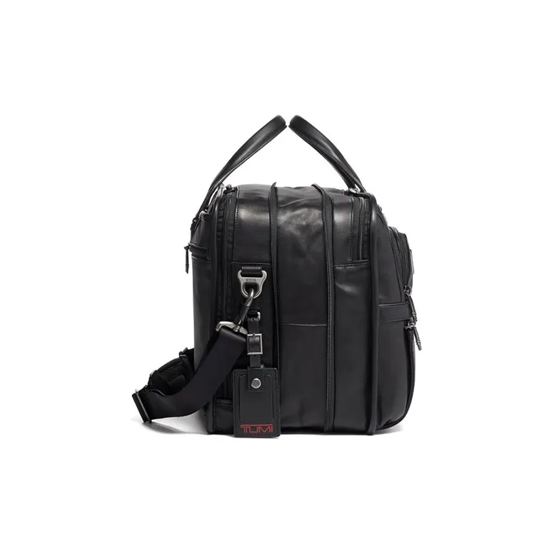 TUMI Organizer Leather Briefcase Unisex Black-2