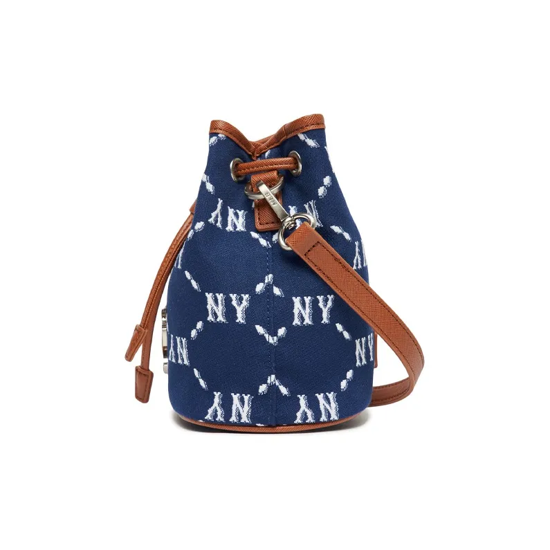 MLB Monogram Collection Polyester Synthetic Leather Bucket Bag, Shoulder Bag, Fanny Pack Mini Unisex Blue-3