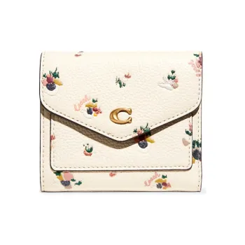 COACH Wyn Leather Card Holder Wallet Small Size Women's White