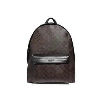 COACH Charles Leather Backpack Large Size Men's Dark Brown