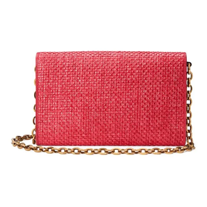 GUCCI Straw Woven With Leather Chain Bag, Shoulder Bag, Crossbody Bag Women's-2