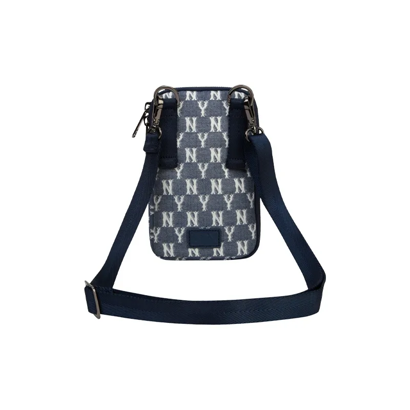 MLB Monogram Collection Polyester Small Square Bag, Crossbody Bag Regular Unisex Denim Blue-4