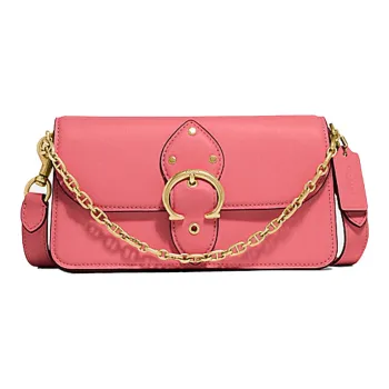 COACH Beat Leather Mouth Cover Bag Crossbody Bag Small Size Women's Macaron Pink