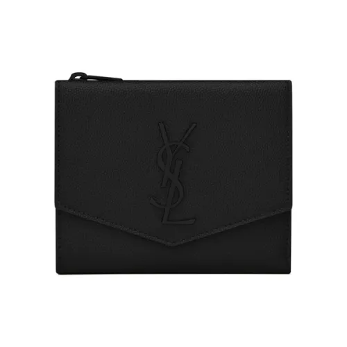 SAINT LAURENT UPTOWN Leather Wallet Small Size Women's Black