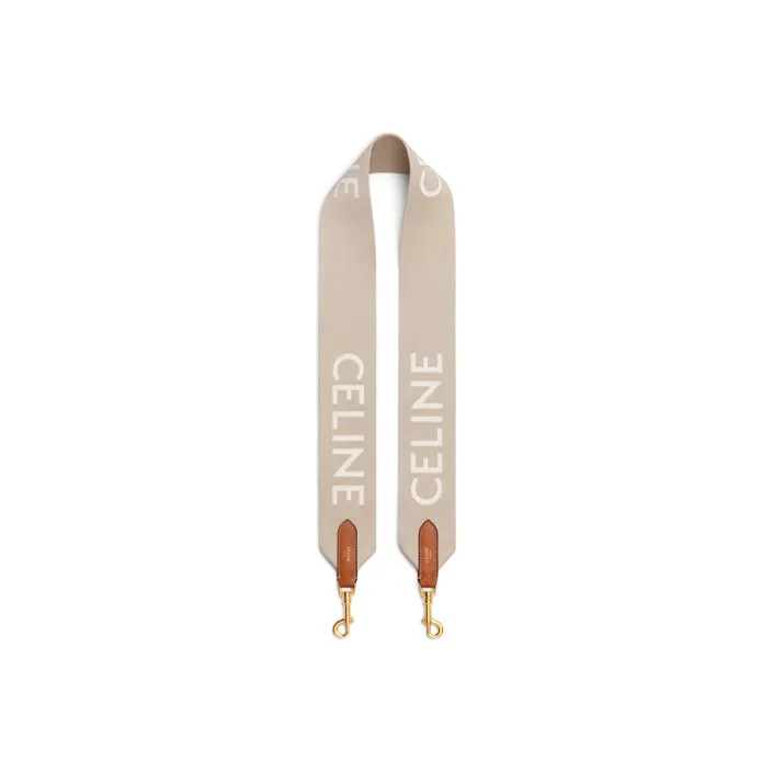 CELINE Wool Long Strap Bag Strap Women's Beige/White-0