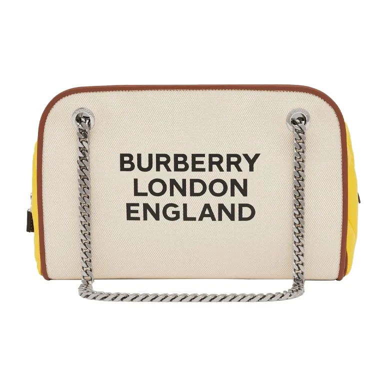Burberry Cube Cotton Canvas Bag Handbag Shoulder Bag Women's Natural & Yellow-0