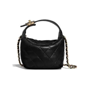 CHANEL Gabrielle Lambskin Handbag Small Size Women's Black