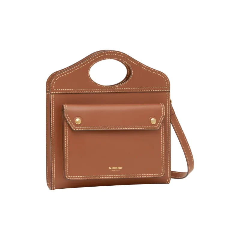 Burberry Pocket Bag Leather Tote Bag Shopping Bag Shoulder Bag Crossbody Bag Handbag Medium Size Women's Brown-1