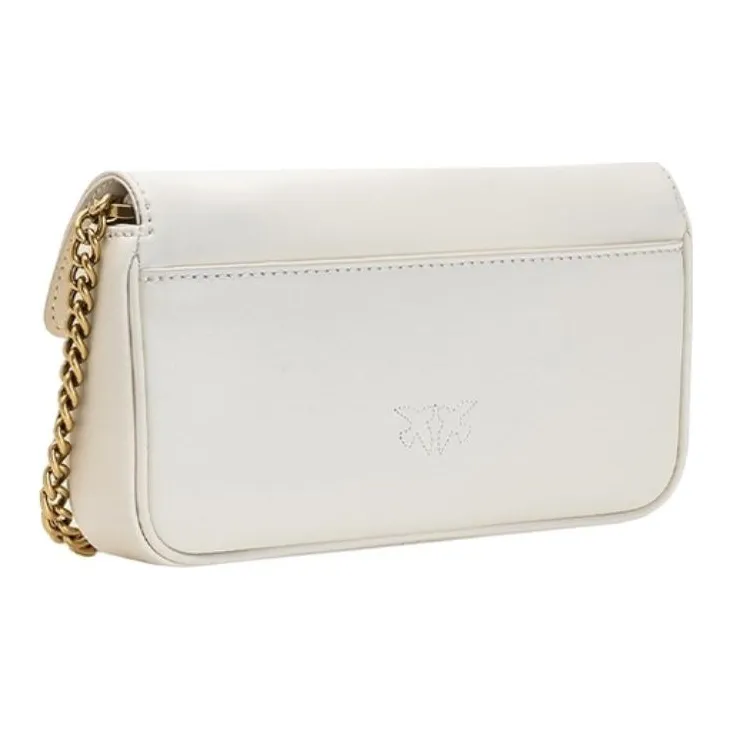 PINKO Cow Leather Bird Bag, Swallow Bag, Shoulder Bag, Crossbody Bag Trumpets Women's White-1