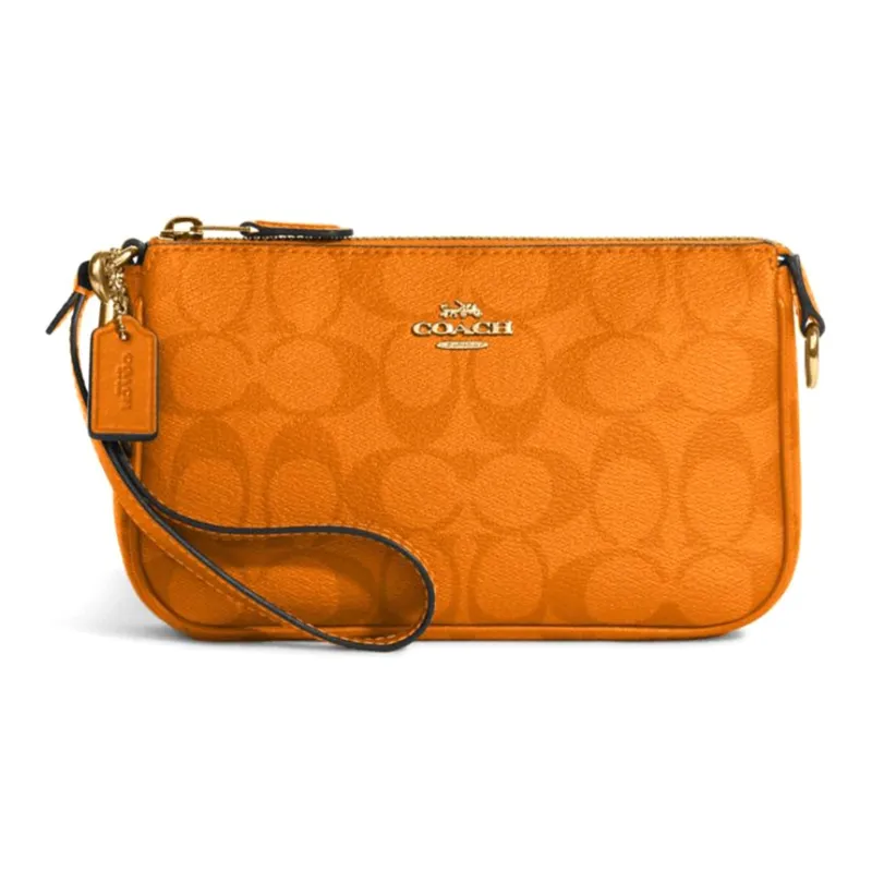 COACH Nolita PVC Mahjong Bag Shoulder Bag Wrist Bag Clutch Small Size Women's Light Orange Monogram-0
