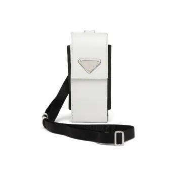 PRADA Leather Cell Phone Pouch Men's White