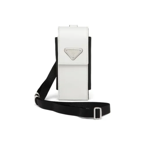 PRADA Leather Cell Phone Pouch Men's White