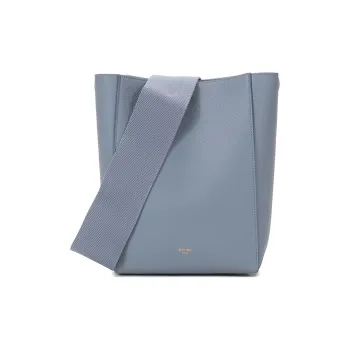 CELINE Sangle Grained Calfskin Handbag, Bucket Bag, Crossbody Bag, Shoulder Bag Small Size Women's Arctic Blue
