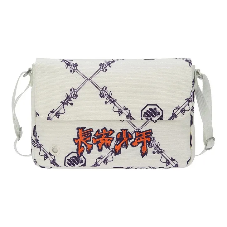 LiNing Fabric Shoulder Bag Crossbody Bag Regular Men's Vanilla White All Over Print-0