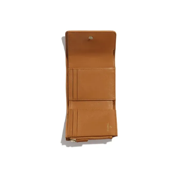 CHANEL 19Bag Lambskin Flap Wallet Card Holder Trumpets Women's Brown-2