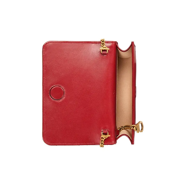 GUCCI GG Marmont Leather Shoulder Bag, Crossbody Bag Mini Women's Red-3
