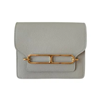 HERMES Calfskin Pig Nose Coin Purse Card Holder Fanny Pack Women's 8U Bleu Glacier Glacier Blue