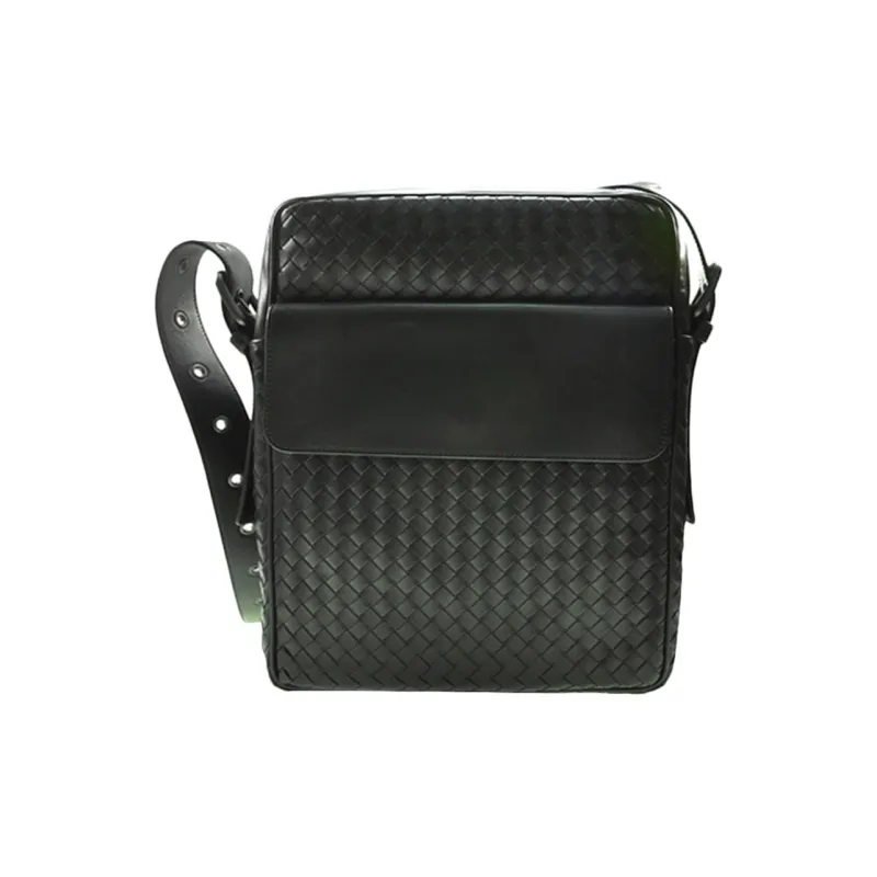 Bottega Veneta Sheepskin Messenger Bag, Crossbody Bag Men's Black-0