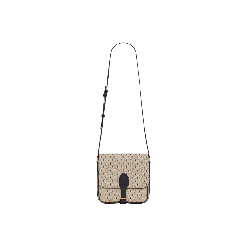 SAINT LAURENT Coated Canvas With Leather Shoulder Bag, Crossbody Bag Medium Size Men's-1