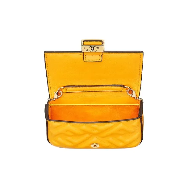 FENDI Baguette Nappa Leather Chain Pendant Coin Purse, Shoulder Bag, Crossbody Bag Women's Orange-3