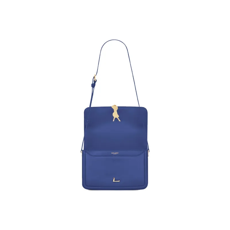 SAINT LAURENT SOLFERINO Leather Crossbody Bag Shoulder Bag Women's Sapphire Blue-5
