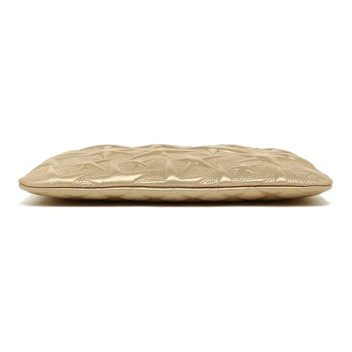 CHANEL Lambskin Zip Closure Wallet Women's Gold-3