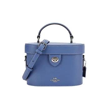 COACH Kay Leather Box Bag Makeup Bag Shoulder Bag Handbag Small Size Women's Blue