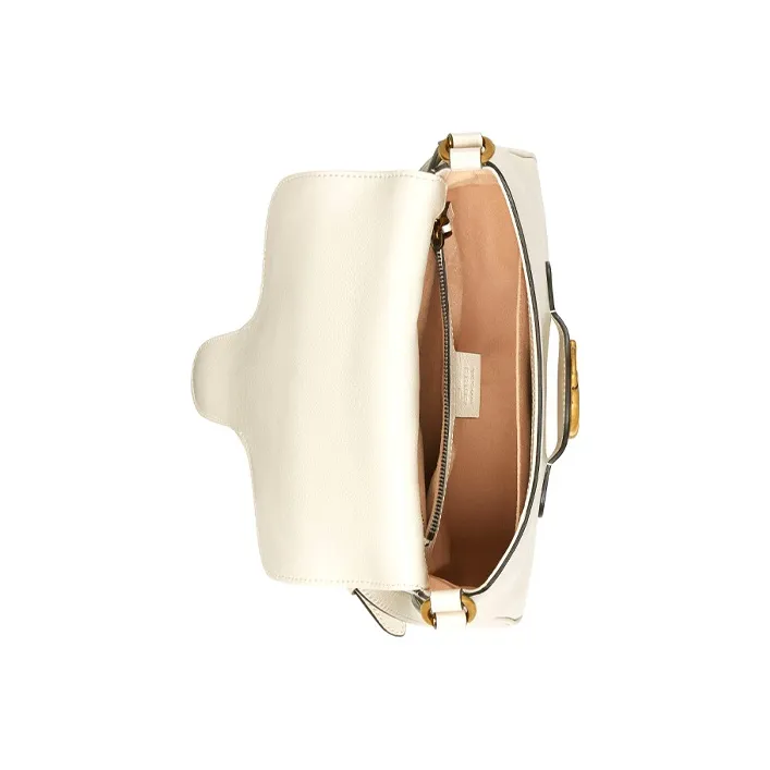 GUCCI Leather Messenger Bag Shoulder Bag Crossbody Bag Small Size Women's White-6