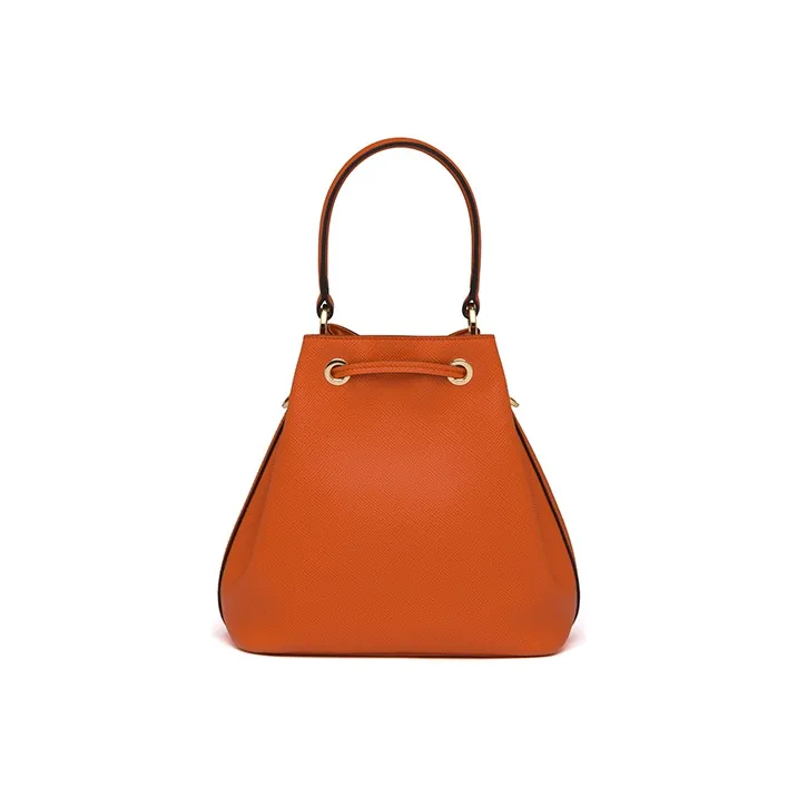 PRADA Saffiano Leather Bucket Bag Handbag Shoulder Bag Crossbody Bag Women's Papaya Orange-2