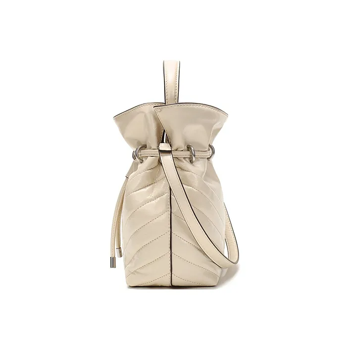 TORY BURCH Kira Leather Bucket Bag One Shoulder Crossbody Handbag Mini Women's Ecru-2