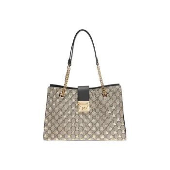 GUCCI Padlock Canvas With Leather Tote Bag, Shopping Bag, Lock Bag, Portable Crossbody Bag, Shoulder Bag Women's