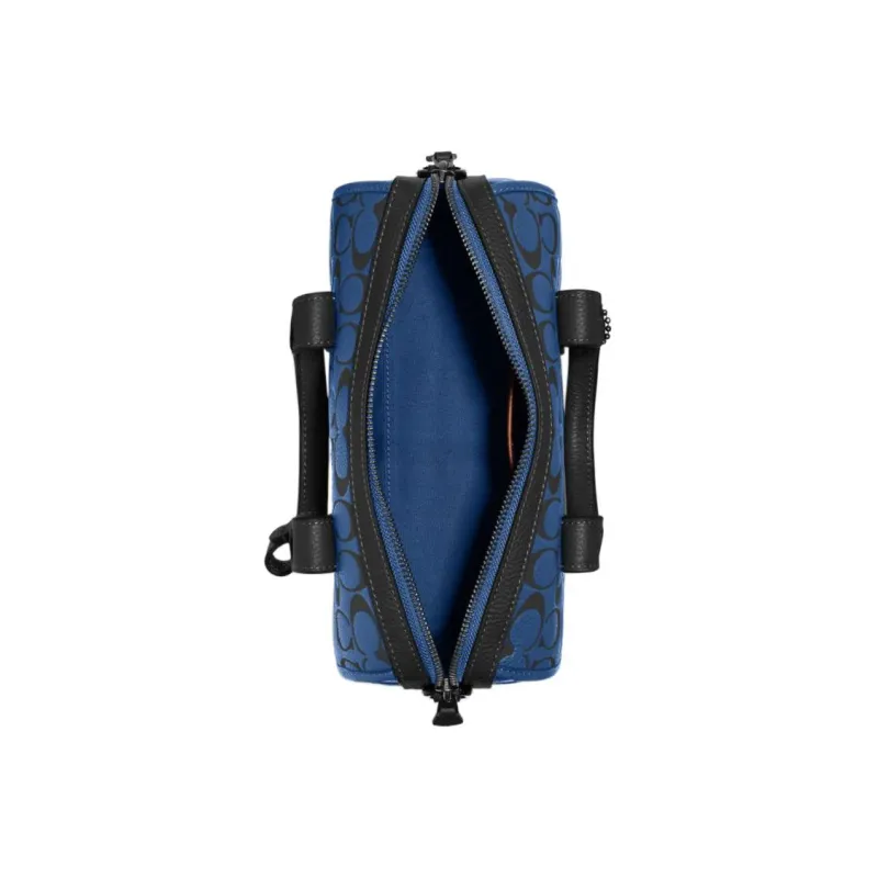 COACH Leather Duffle Bag Boston Bag Shoulder Bag Crossbody Bag Handbag Medium Size Men's Blue Monogram-1