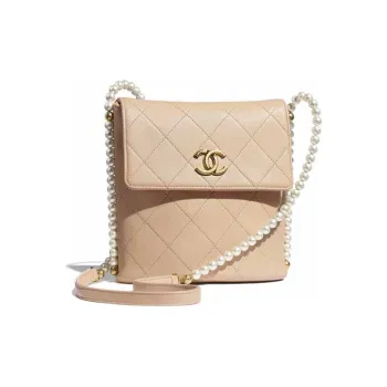 CHANEL Gabrielle Calfskin Hobo Bag Crossbody Bag Women's Beige