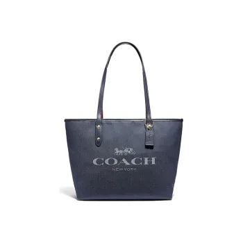 COACH City Zip Tote Fabric With Cow Leather Tote Bag Shopping Bag Handbag Shoulder Bags Women's Denim Blue