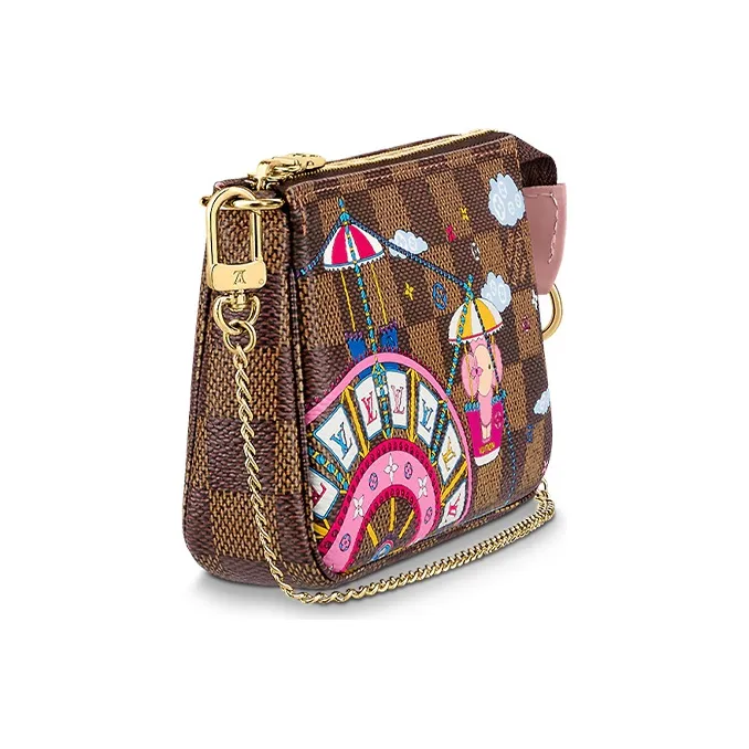 LOUIS VUITTON Pochette Accessories Damier Ebene Vivienne Holiday Mini Rose Ballerine Pink-1