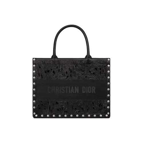DIOR BookTote Cow Leather Handbag Small Size Women's Black